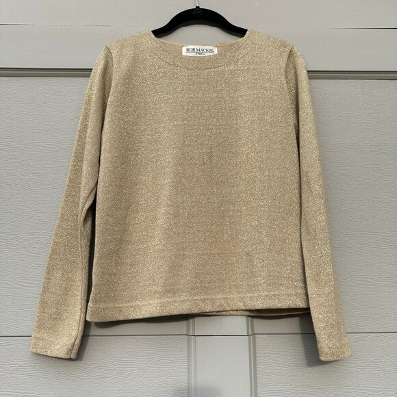 Bob Mackie Studios Vintage Sparkly Gold Metallic Long Sleeved Top Size Small - Picture 4 of 6